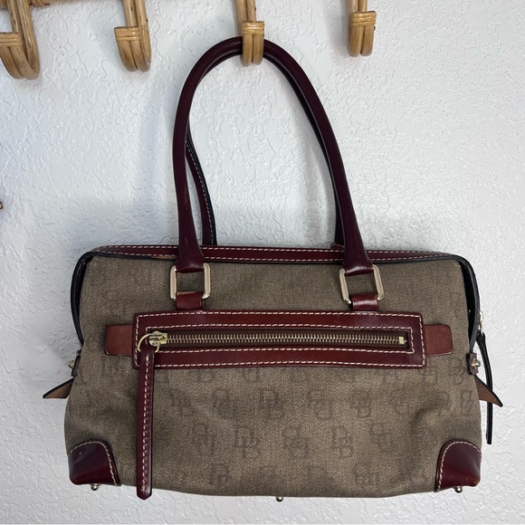 Dooney & Bourke Leather Trim Y2K Canvas Satchel Bag - Picture 6 of 11